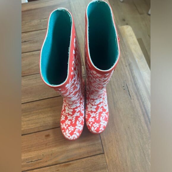 LLBean Size 6 Floral Red Women's Rain Boots; Great pre-loved condition - Picture 8 of 8